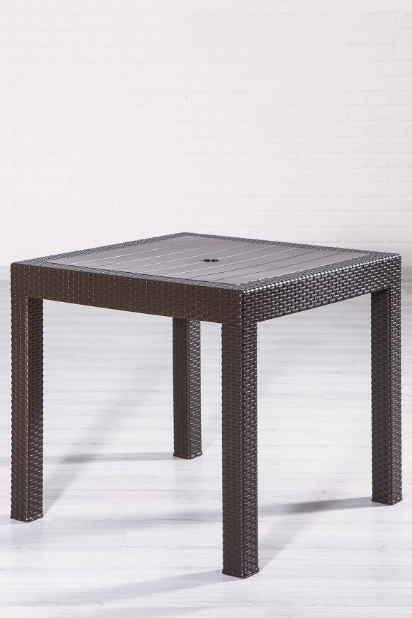 Sandalie Rattan 80X80 Camsız Kahve Masa - Bahçe&Balkon&Teras ürün görseli 1
