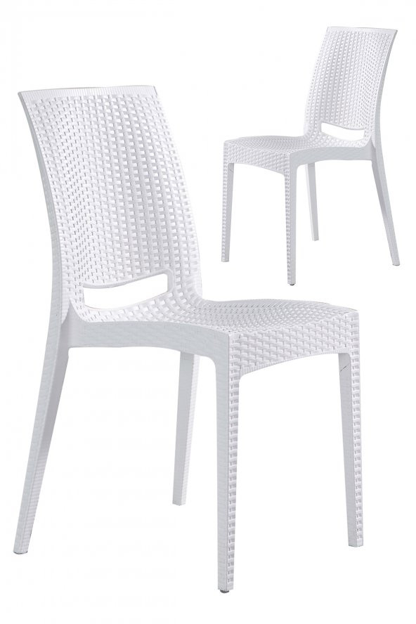 SANDALİE 2 Adet Rattan Beyaz Sandalye / Balkon-Bahçe-Teras ürün görseli 1