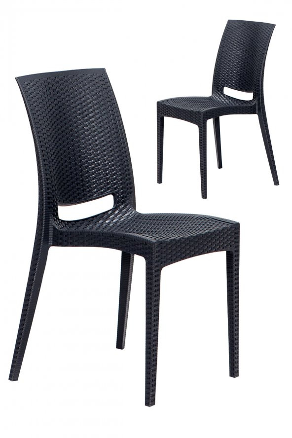 SANDALİE 2 Adet Rattan Antrasit Sandalye / Balkon-Bahçe-Teras ürün görseli 1