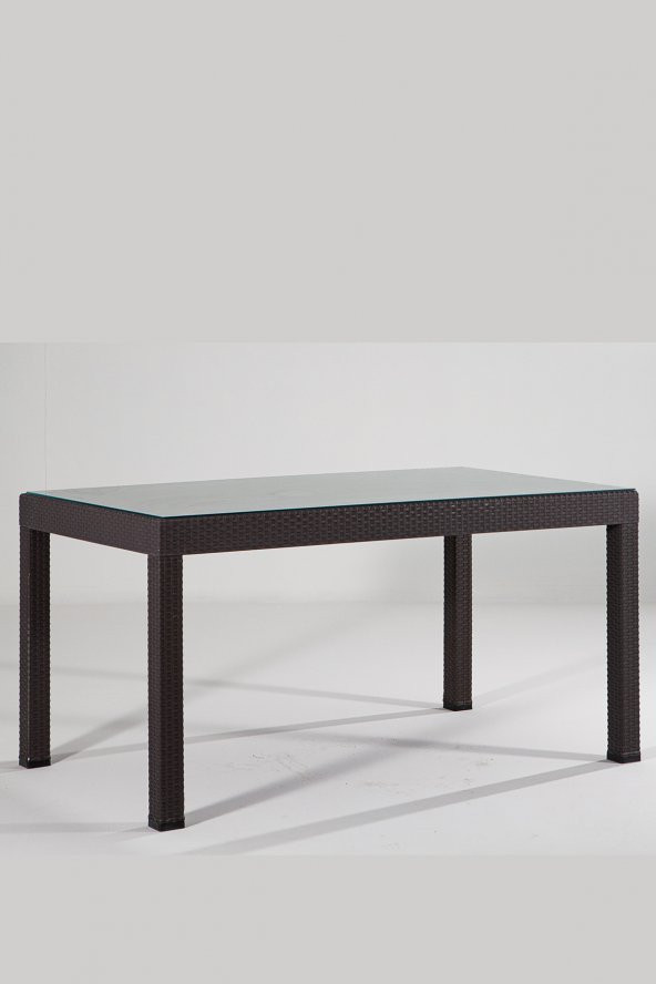 Rattan 90x150 Camlı Kahve Masa - Bahçe&Balkon&Teras ürün görseli 1