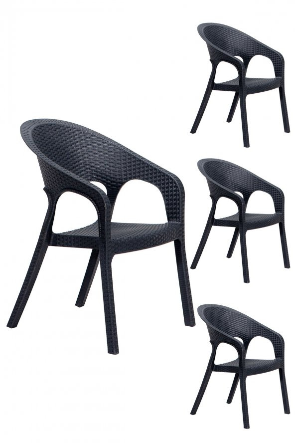 SANDALİE 4 Adet Garden Antrasit Sandalye / Balkon-Bahçe-Teras ürün görseli 1