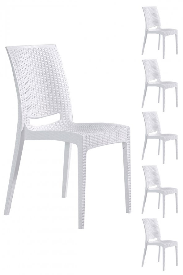 SANDALİE 6 Adet Rattan Beyaz Sandalye - Bahçe&Balkon&Teras  Sandalye ürün görseli 1