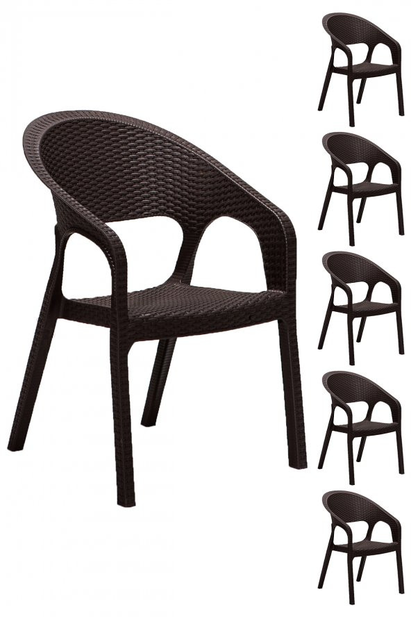 SANDALİE 6 Adet Garden Kahve Sandalye / Balkon-Bahçe-Teras ürün görseli 1