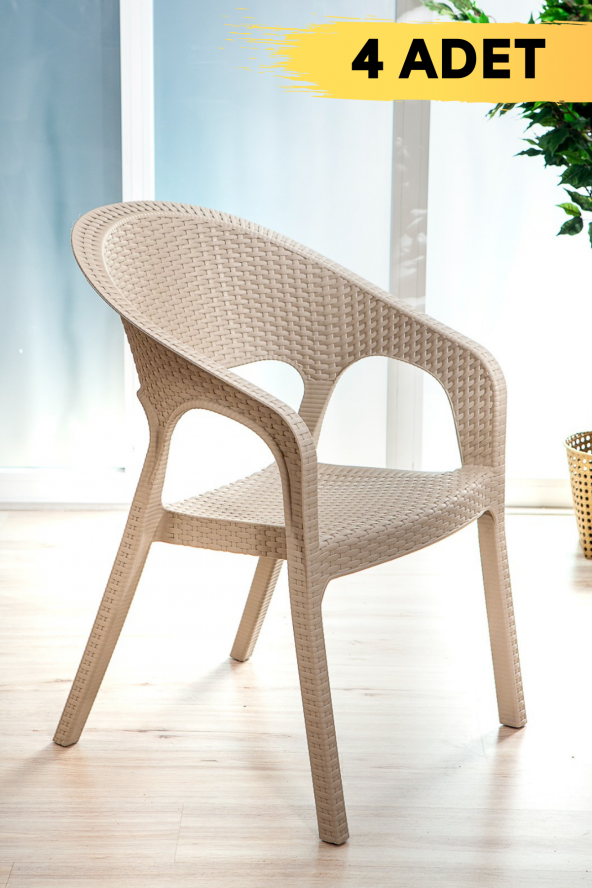 SANDALİE 4 Adet Garden Cappucino Sandalye / Balkon-Bahçe-Teras ürün görseli 1