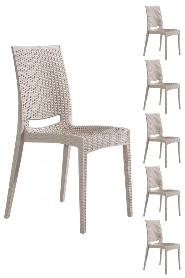 SANDALİE 6 Adet Rattan Cappucino Sandalye / Balkon-Bahçe-Teras ürün görseli 1