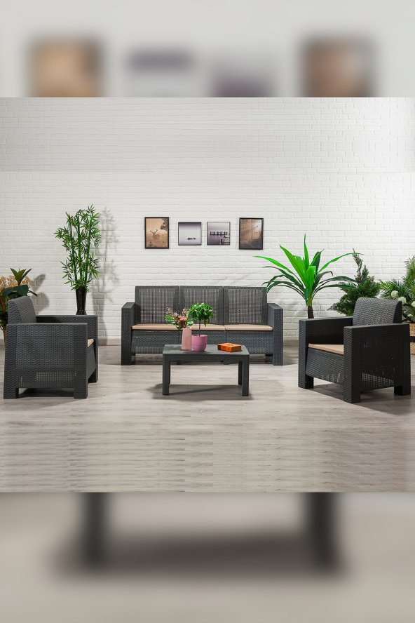 SANDALİE Aksu 3+1+1+S Balkon&Teras Bahçe Mobilyası / Antrasit ürün görseli 1