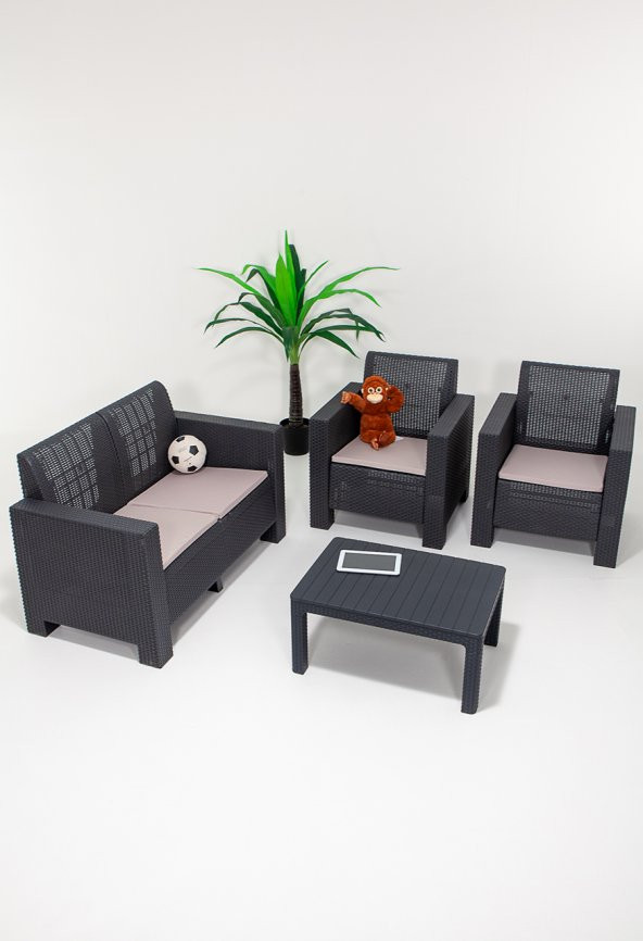 SANDALİE Aksu 2+1+1+S Balkon&Teras Bahçe Mobilyası / Antrasit ürün görseli 1