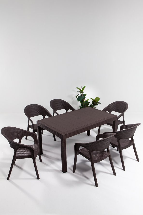 SANDALİE Garden Large Rattan Kahve Masa Takımı Bahçe&Balkon ürün görseli 1