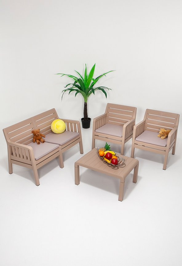 SANDALİE Lara 2+1+1+S Bahçe Takımı  Balkon - Bahçe - Teras  Mobilyası / Cappucino ürün görseli 1