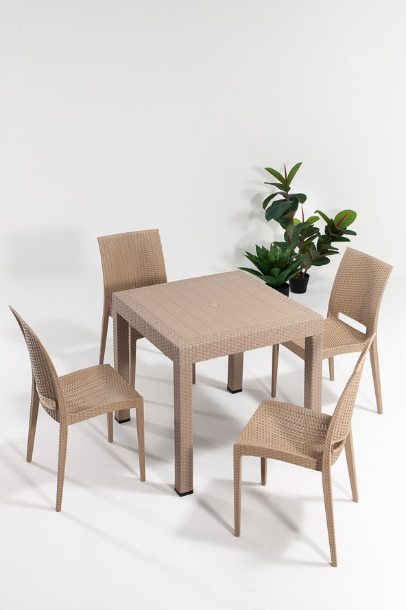 SANDALİE Rattan Masa Takımı - Cappucino ürün görseli 1