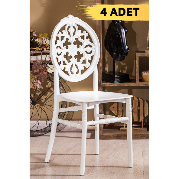 SANDALİE 4 ADET Venüs Sandalye Mat Beyaz - Mutfak / Balkon / Bahçe Sandalyesi ürün görseli 1