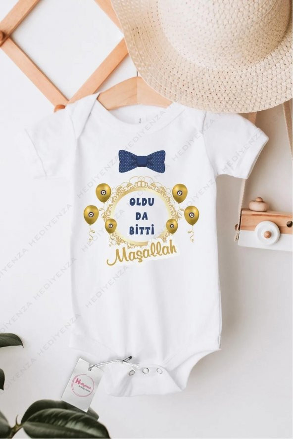 Oldu Da Bitti Sünnet Hediyenza Özel Tasarım Bebek Zıbın Pamuklu Çıtçıtlı Body Bebek Hediye ürün görseli 1