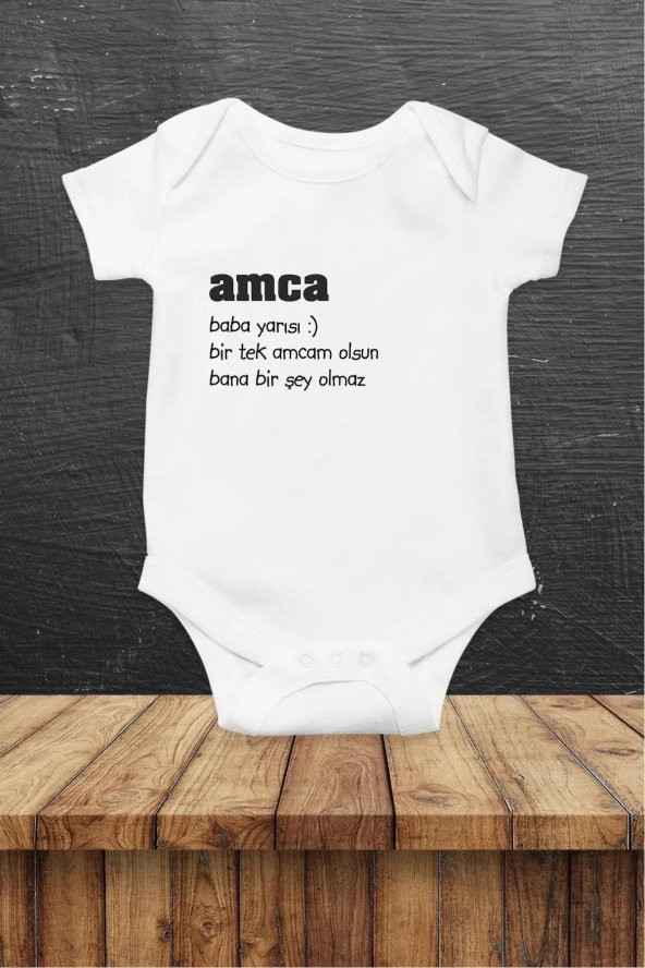 Amca Baba Yarısı Hediyenza Özel Tasarım Bebek Zıbın Pamuklu Çıtçıtlı Body Bebek Hediye ürün görseli 1