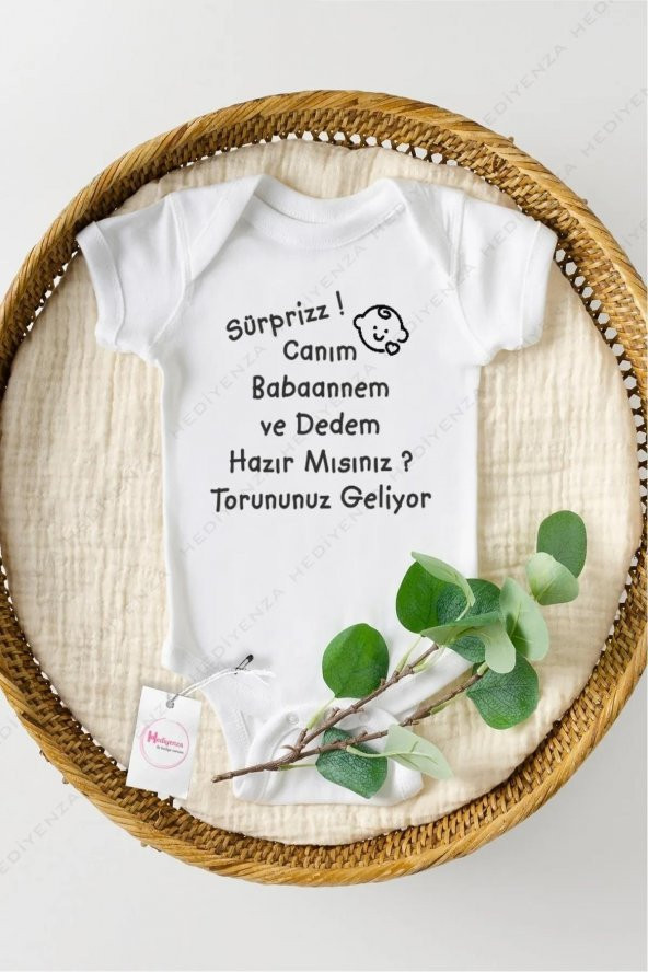 Sürpriz Babaannem Geliyorum Hediyenza Özel Tasarım Bebek Zıbın Pamuklu Çıtçıtlı Body Bebek Hediye ürün görseli 1