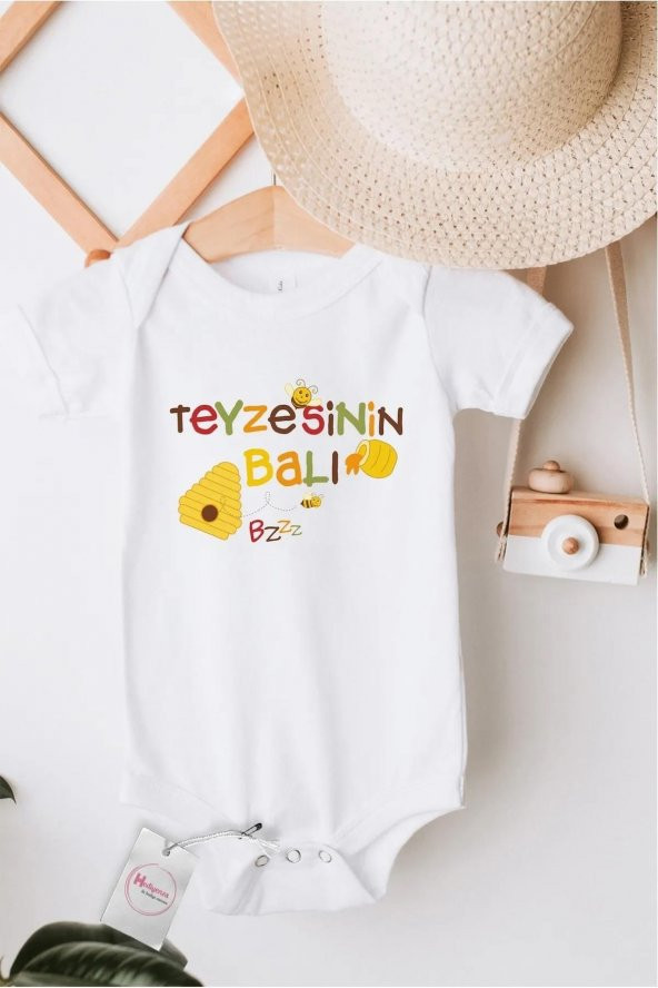 Teyzesinin Balı Hediyenza Özel Tasarım Bebek Zıbın Pamuklu Çıtçıtlı Body Bebek Hediye ürün görseli 1