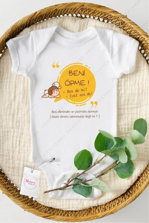 Beni Öpme Hediyenza Özel Tasarım Bebek Zıbın Pamuklu Çıtçıtlı Body Bebek Hediye ürün görseli 1