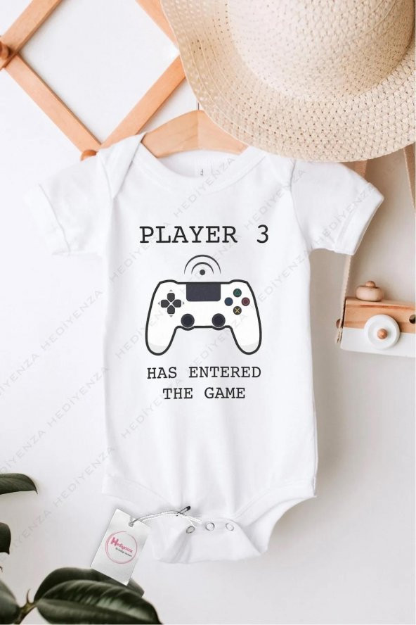 Player 3 Hediyenza Özel Tasarım Bebek Zıbın Pamuklu Çıtçıtlı Body Bebek Hediye ürün görseli 1