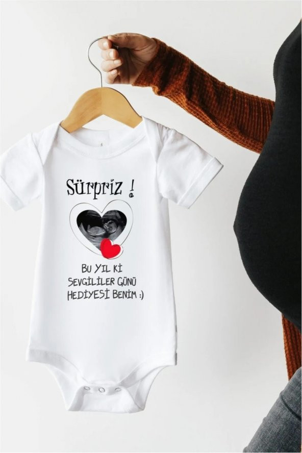 Sürpriz Sevgililer Günü Hediyen Benim Hediyenza Özel Tasarım Bebek Zıbın Pamuklu Çıtçıtlı Body Bebek Hediye ürün görseli 1