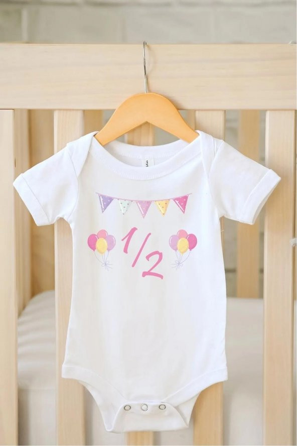 Half Birthday Hediyenza Özel Tasarım Bebek Zıbın Pamuklu Çıtçıtlı Body Bebek Hediye ürün görseli 1