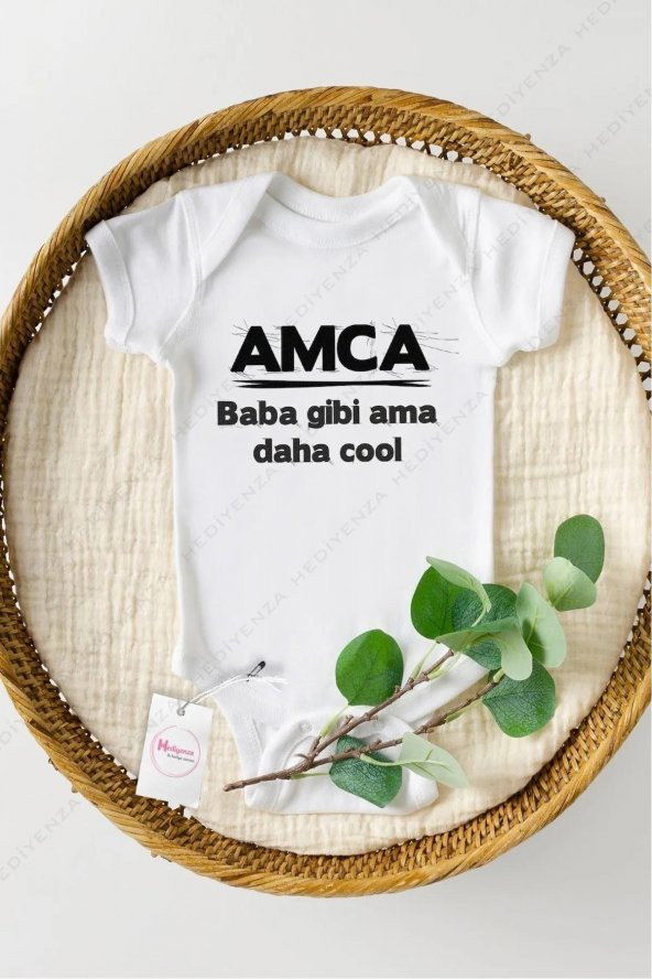 Amca Baba Gibi Ama Daha Cool 2 Hediyenza Özel Tasarım Bebek Zıbın Pamuklu Çıtçıtlı Body Bebek Hediye ürün görseli 1
