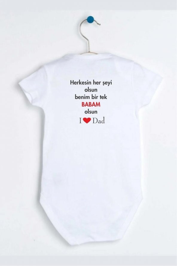Bir Tek Babam Olsun Hediyenza Özel Tasarım Bebek Zıbın Pamuklu Çıtçıtlı Body Bebek Hediye ürün görseli 1