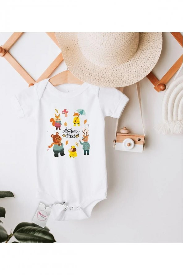 Autumn Vibes Hediyenza Özel Tasarım Bebek Zıbın Pamuklu Çıtçıtlı Body Bebek Hediye ürün görseli 1