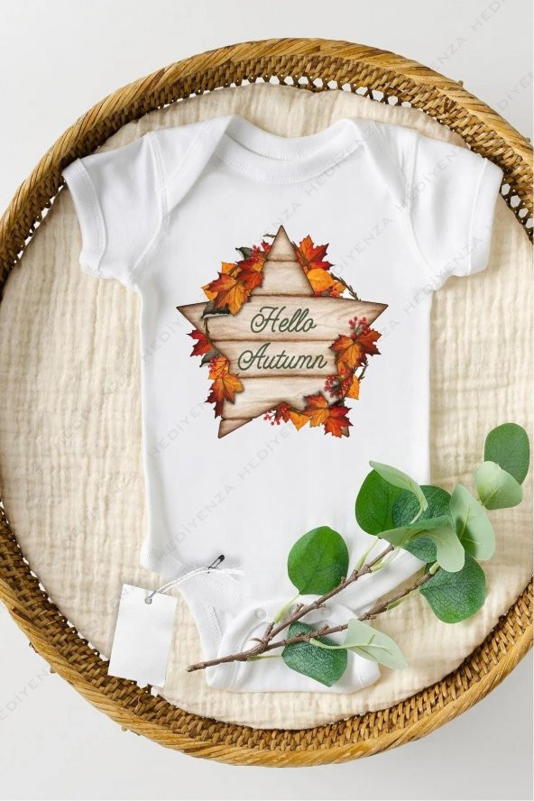 Hello Autumn Hediyenza Özel Tasarım Bebek Zıbın Pamuklu Çıtçıtlı Body Bebek Hediye ürün görseli 1