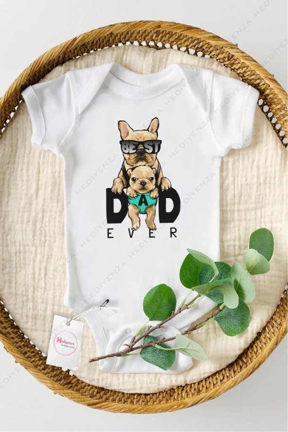 Dad Ever Hediyenza Özel Tasarım Bebek Zıbın Pamuklu Çıtçıtlı Body Bebek Hediye ürün görseli 1
