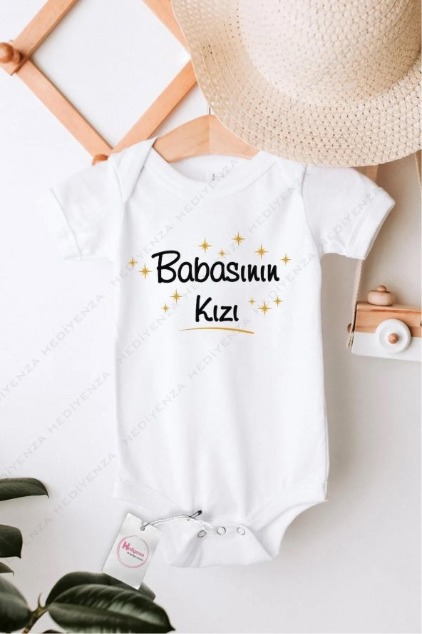 Babasının kızı Hediyenza Özel Tasarım Bebek Zıbın Pamuklu Çıtçıtlı Body Bebek Hediye ürün görseli 1
