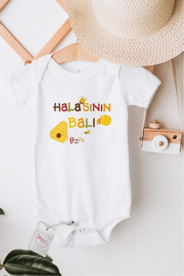 Halasının Balı Hediyenza Özel Tasarım Bebek Zıbın Pamuklu Çıtçıtlı Body Bebek Hediye ürün görseli 1
