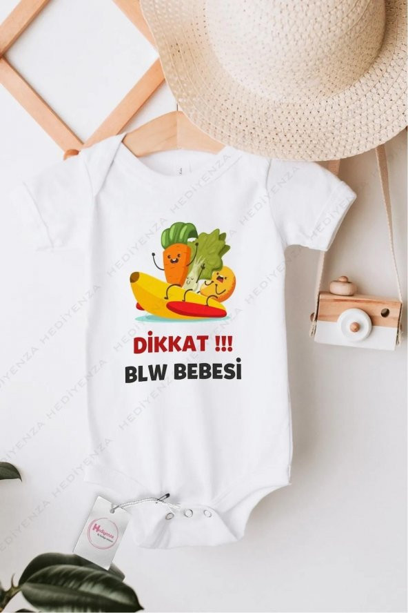 Dikkat BLW Bebesi Hediyenza Özel Tasarım Bebek Zıbın Pamuklu Çıtçıtlı Body Bebek Hediye ürün görseli 1