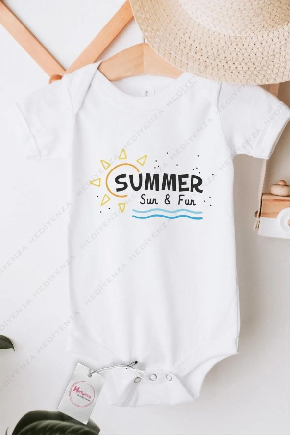 Summer Sun Fun Hediyenza Özel Tasarım Bebek Zıbın Pamuklu Çıtçıtlı Body Bebek Hediye ürün görseli 1