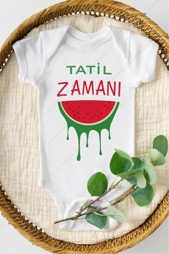 Tatil Zamanı Hediyenza Özel Tasarım Bebek Zıbın Pamuklu Çıtçıtlı Body Bebek Hediye ürün görseli 1