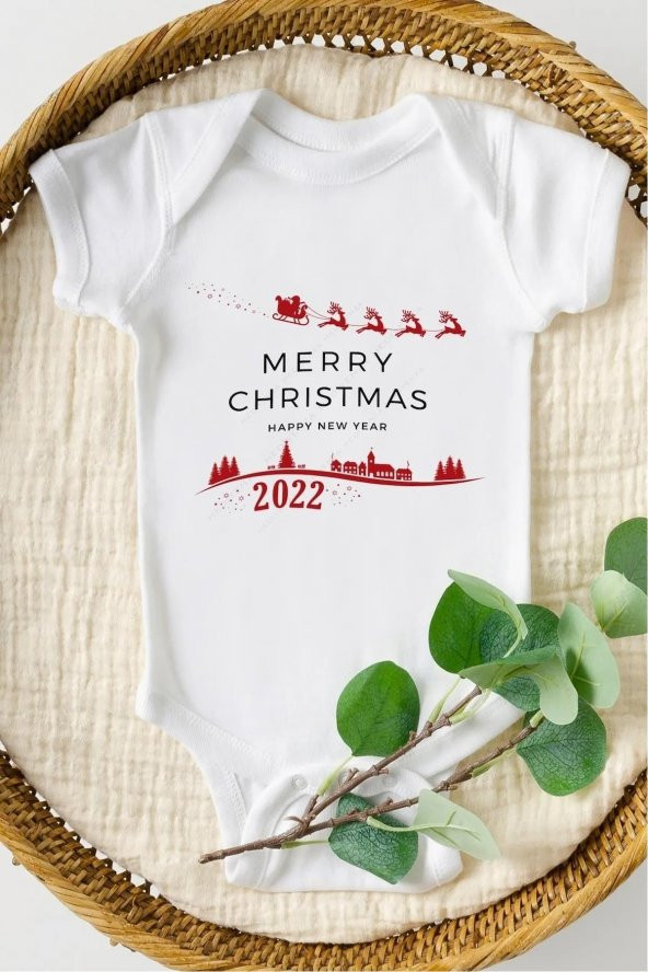 Merry Christmas Hediyenza Özel Tasarım Bebek Zıbın Pamuklu Çıtçıtlı Body Bebek Hediye ürün görseli 1
