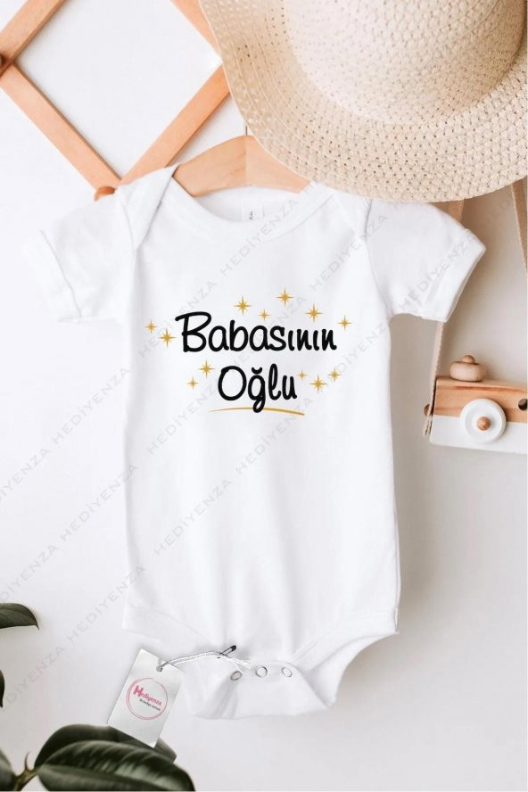 Babasının oğlu Hediyenza Özel Tasarım Bebek Zıbın Pamuklu Çıtçıtlı Body Bebek Hediye ürün görseli 1