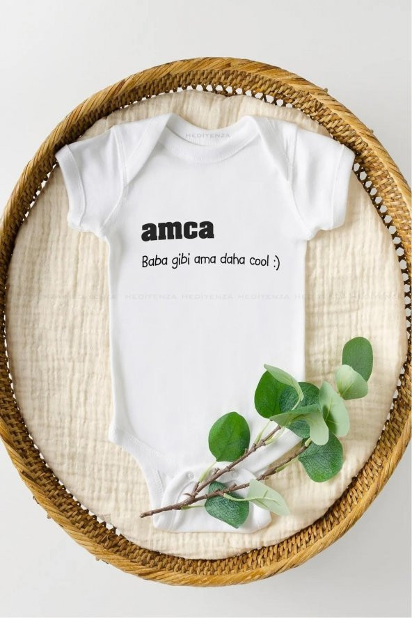 Amca Baba Gibi Ama Daha Cool Hediyenza Özel Tasarım Bebek Zıbın Pamuklu Çıtçıtlı Body Bebek Hediye ürün görseli 1