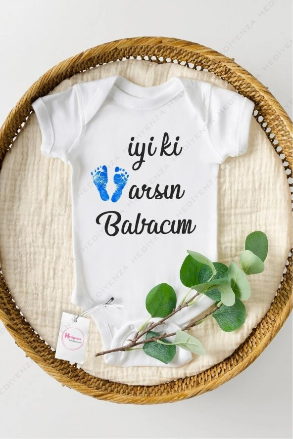 İyi ki Varsın Babacım Hediyenza Özel Tasarım Bebek Zıbın Pamuklu Çıtçıtlı Body Bebek Hediye ürün görseli 1