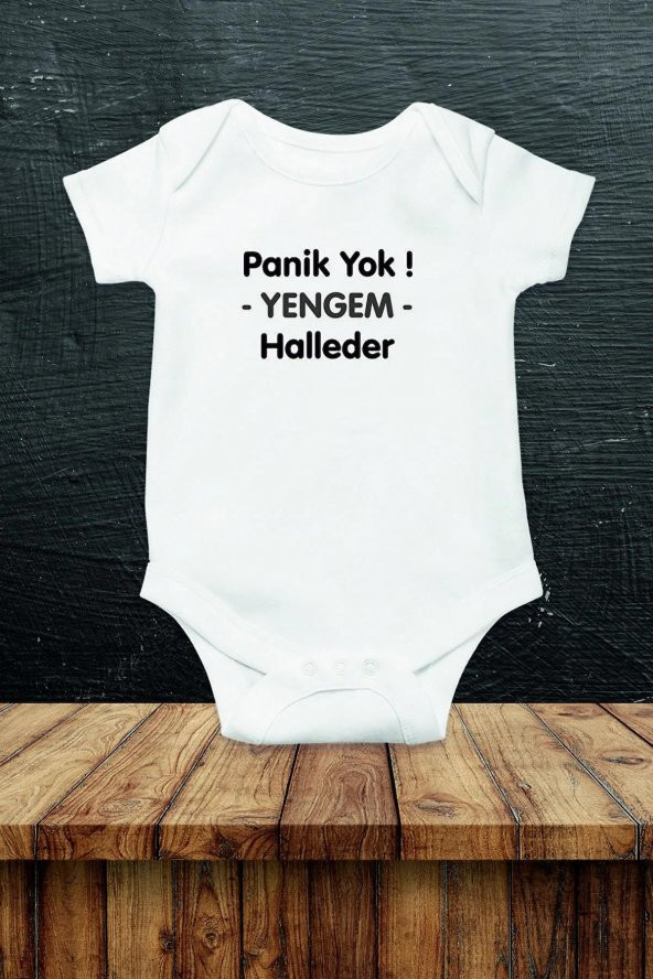 Panik Yok Yengem Halleder Hediyenza Özel Tasarım Bebek Zıbın Pamuklu Çıtçıtlı Body Bebek Hediye ürün görseli 1