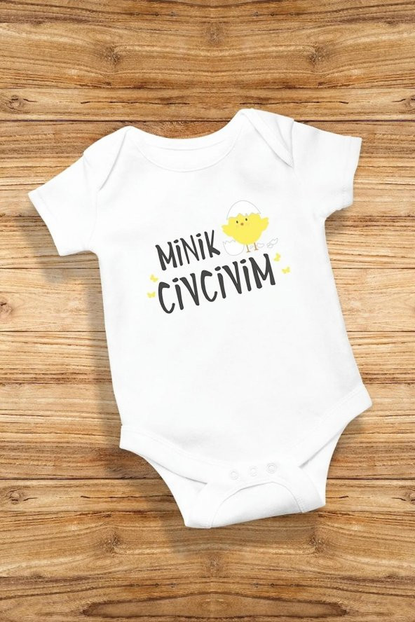 Minik Civcivim Hediyenza Özel Tasarım Bebek Zıbın Pamuklu Çıtçıtlı Body Bebek Hediye ürün görseli 1