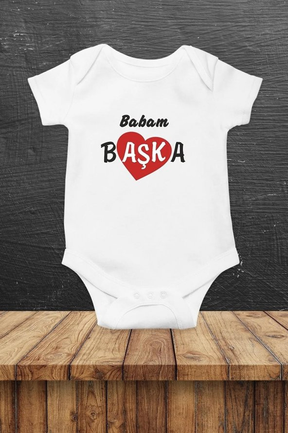 Babam Başka Hediyenza Özel Tasarım Bebek Zıbın Pamuklu Çıtçıtlı Body Bebek Hediye ürün görseli 1