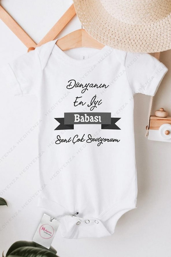 Dünyanın En İyi Babası Hediyenza Özel Tasarım Bebek Zıbın Pamuklu Çıtçıtlı Body Bebek Hediye ürün görseli 1