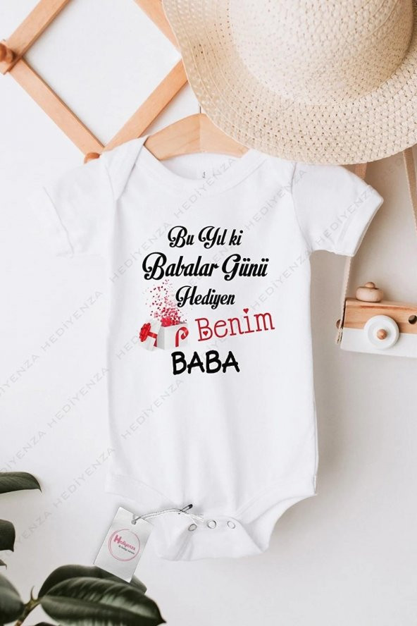 Babalar Günü Hediyen Benim Baba Hediyenza Özel Tasarım Bebek Zıbın Pamuklu Çıtçıtlı Body Bebek Hediye ürün görseli 1