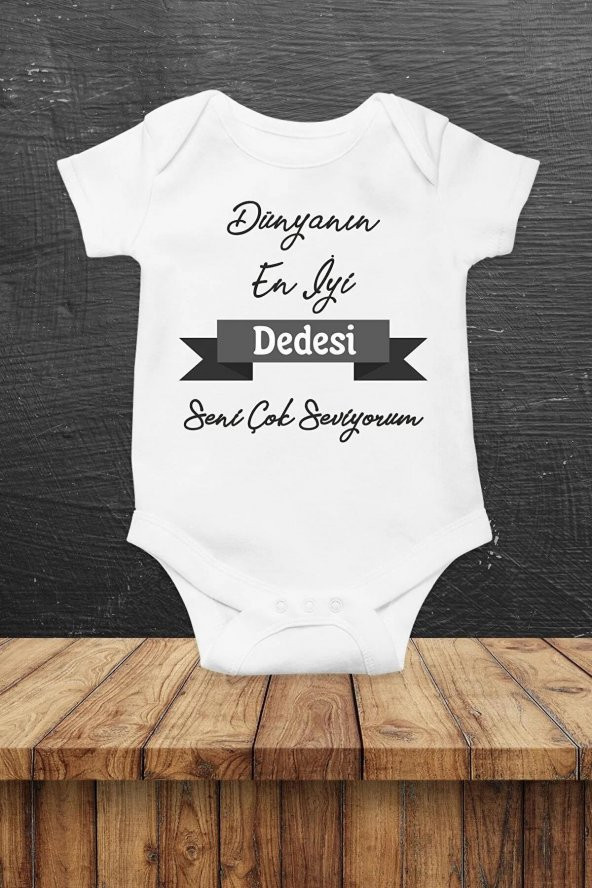 Dünyanın En İyi Dedesi Hediyenza Özel Tasarım Bebek Zıbın Pamuklu Çıtçıtlı Body Bebek Hediye ürün görseli 1