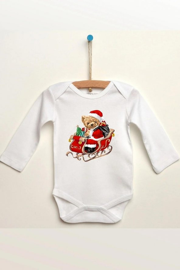 Teddy Bear Christmas Hediyenza Özel Tasarım Bebek Zıbın Pamuklu Çıtçıtlı Body Bebek Hediye ürün görseli 1