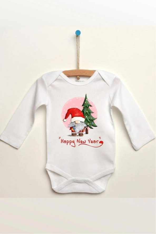 Happy New Year Hediyenza Özel Tasarım Bebek Zıbın Pamuklu Çıtçıtlı Body Bebek Hediye ürün görseli 1