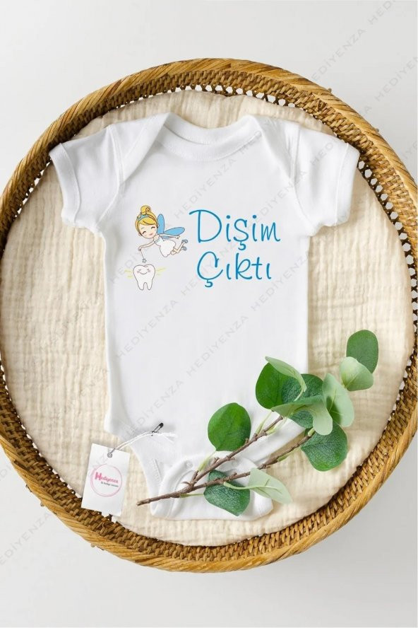 Dişim Çıktı Mavi Hediyenza Özel Tasarım Bebek Zıbın Pamuklu Çıtçıtlı Body Bebek Hediye ürün görseli 1
