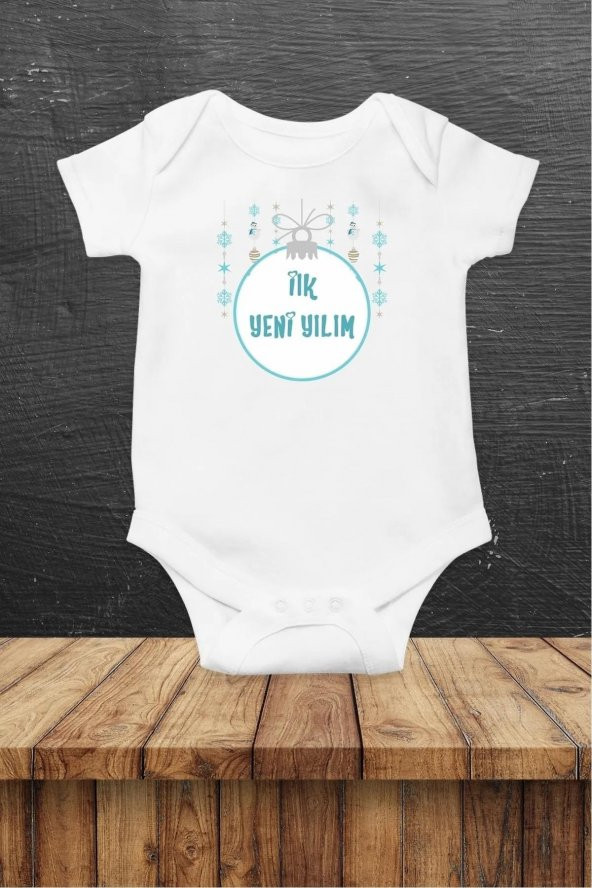 İlk Yeni Yılım Mavi Erkek Hediyenza Özel Tasarım Bebek Zıbın Pamuklu Çıtçıtlı Body Bebek Hediye ürün görseli 1