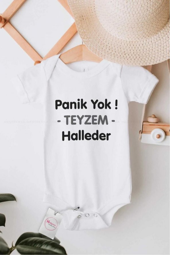 Panik Yok Teyzem Halleder Hediyenza Özel Tasarım Bebek Zıbın Pamuklu Çıtçıtlı Body Bebek Hediye ürün görseli 1
