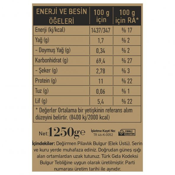 Pilavlık Bulgur Elek Üstü (1250 Gr) ürün görseli 1