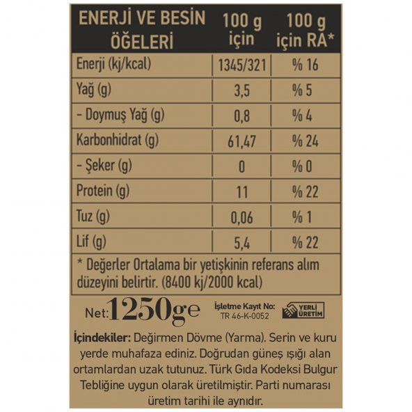 Değirmen Dövme (Yarma) 1250 Gr ürün görseli 1